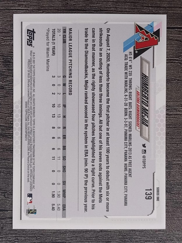 2021 Topps #139 Humberto Mejia RC