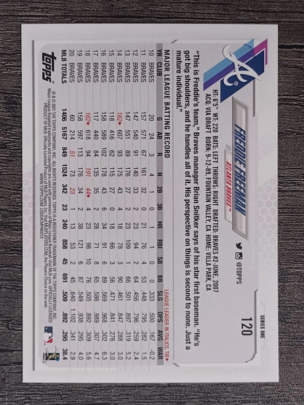 2021 Topps #120 Freddie Freeman