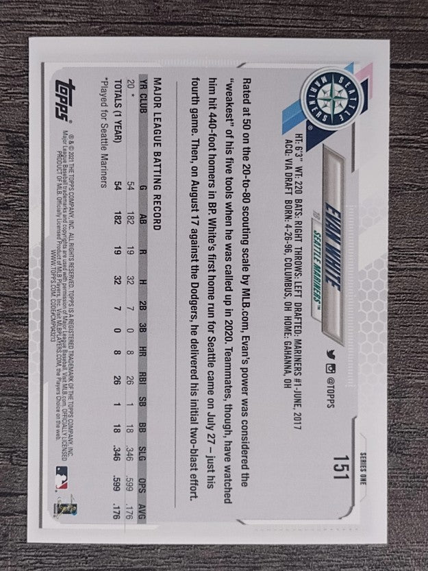 2021 Topps #151 Evan White RC
