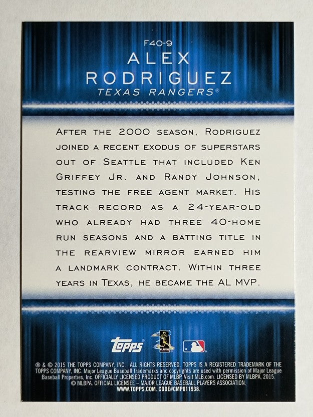2015 Topps Free Agent 40 #F409 Alex Rodriguez