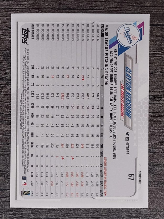 2021 Topps #67 Clayton Kershaw