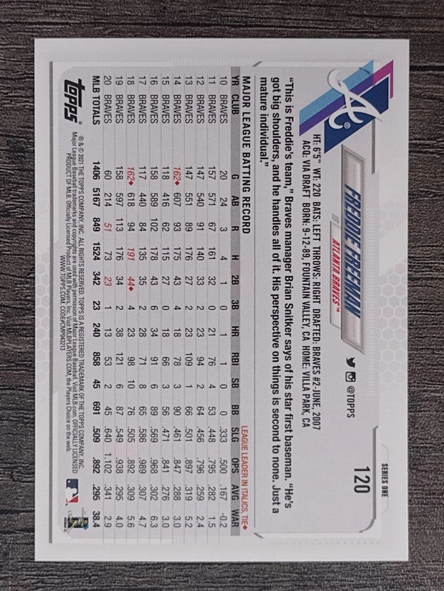 2021 Topps #120 Freddie Freeman