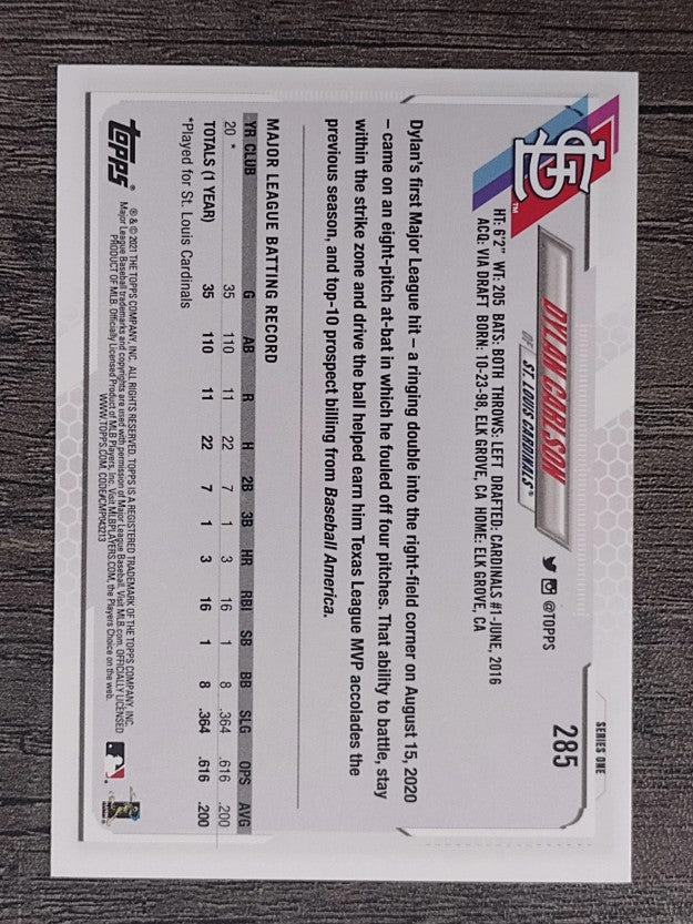 2021 Topps #285 Dylan Carlson RC