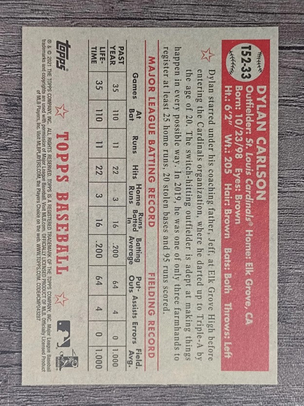 2021 Topps '52 Topps Redux #T5233 Dylan Carlson