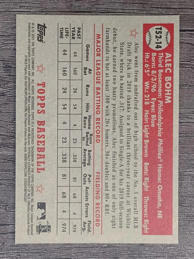 2021 Topps '52 Topps Redux #T5214 Alec Bohm