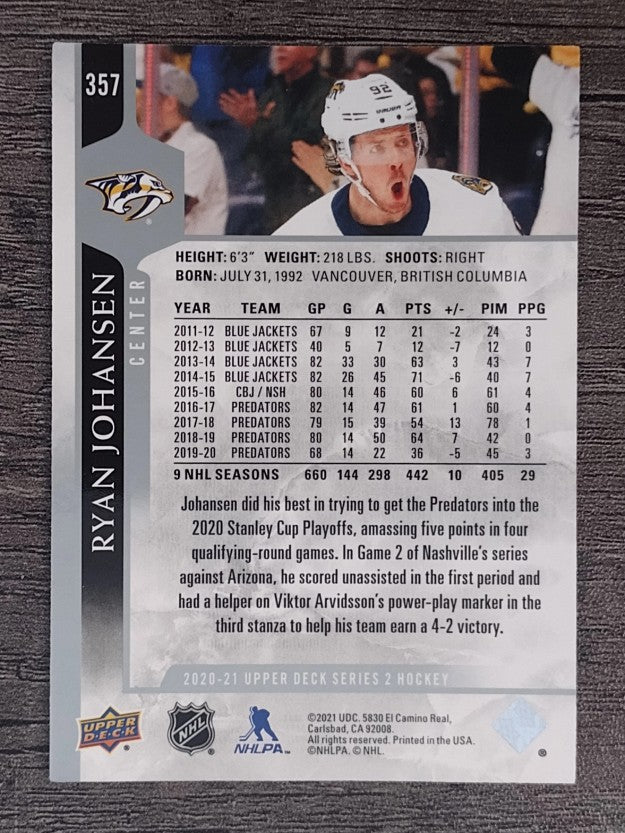2020-21 Upper Deck #357 Ryan Johansen