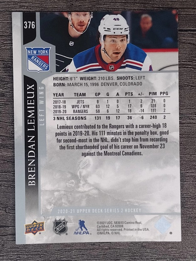 2020-21 Upper Deck #376 Brendan Lemieux