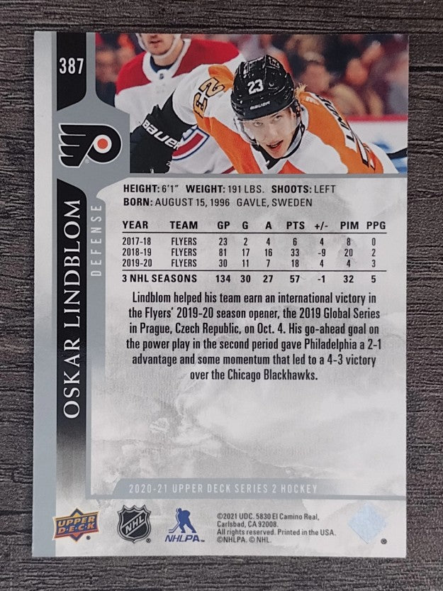 2020-21 Upper Deck #387 Oskar Lindblom