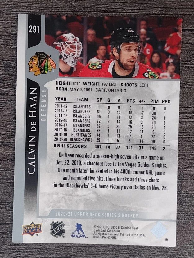2020-21 Upper Deck #291 Calvin de Haan