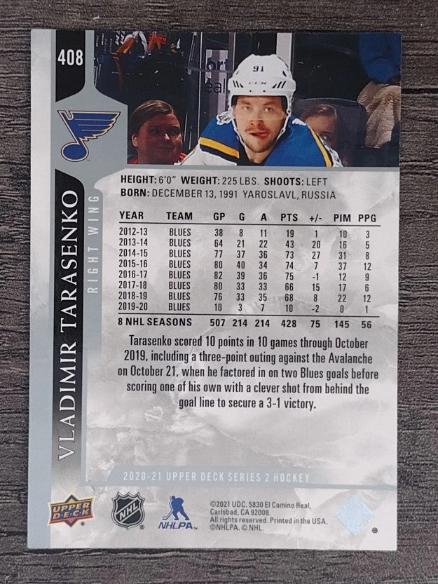 2020-21 Upper Deck #408 Vladimir Tarasenko