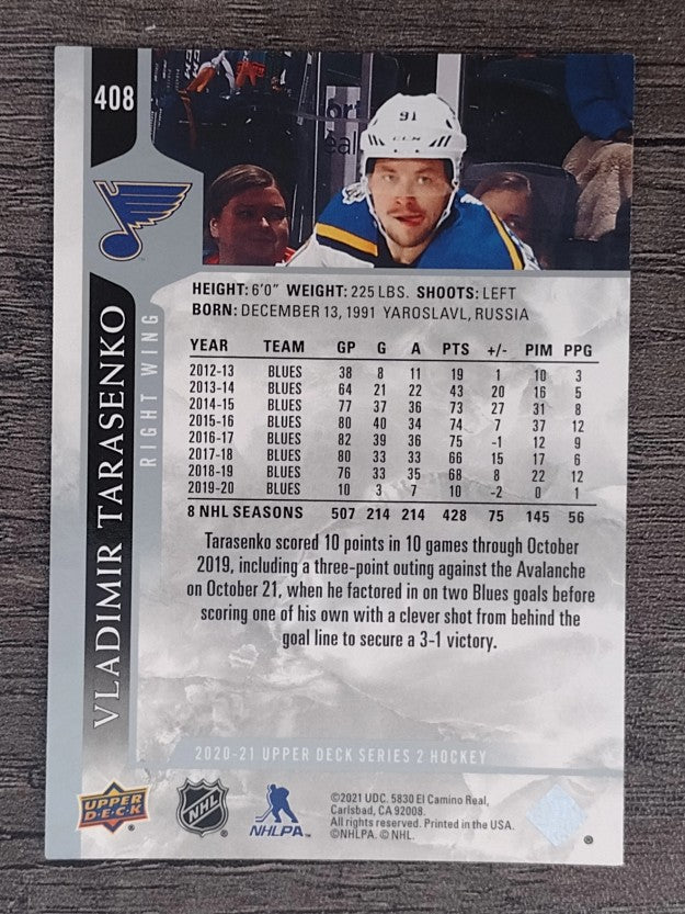 2020-21 Upper Deck #408 Vladimir Tarasenko