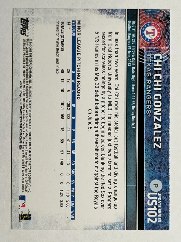 2015 Topps Update #US102 Chi Chi Gonzalez RC