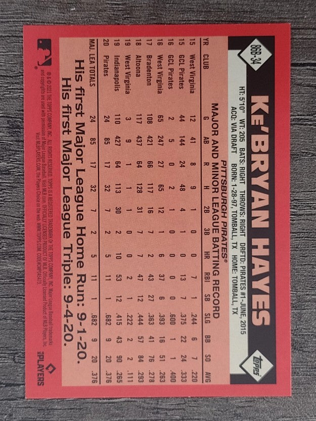 2021 Topps '86 Topps Series 2 #86B34 Ke'Bryan Hayes