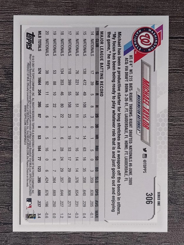2021 Topps Rainbow Foil #306 Michael Taylor