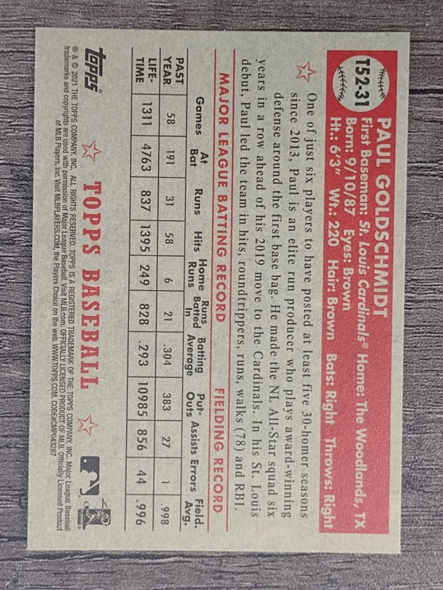 2021 Topps '52 Topps Redux #T5231 Paul Goldschmidt