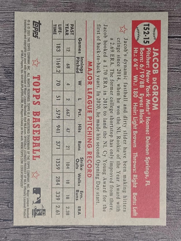 2021 Topps '52 Topps Redux #T5215 Jacob deGrom