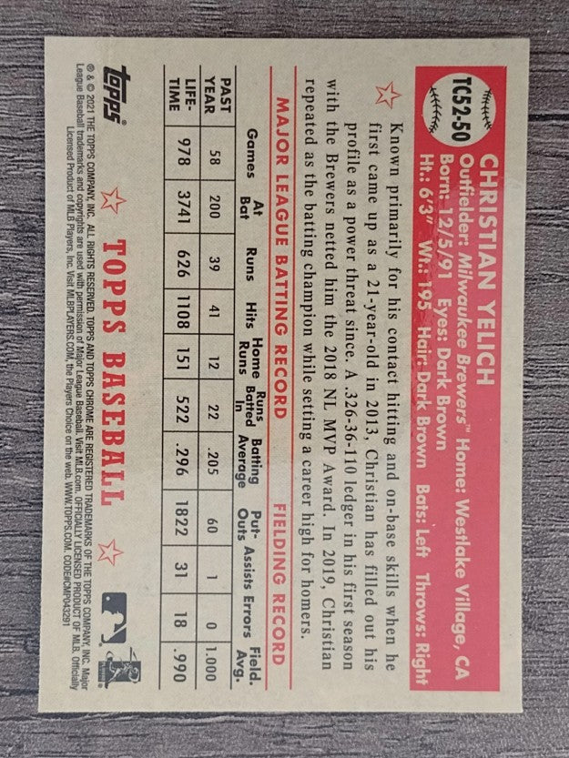 2021 Topps '52 Topps Redux Chrome #TC5250 Christian Yelich