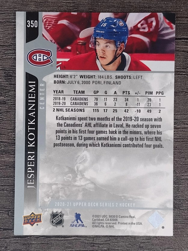 2020-21 Upper Deck #350 Jesperi Kotkaniemi