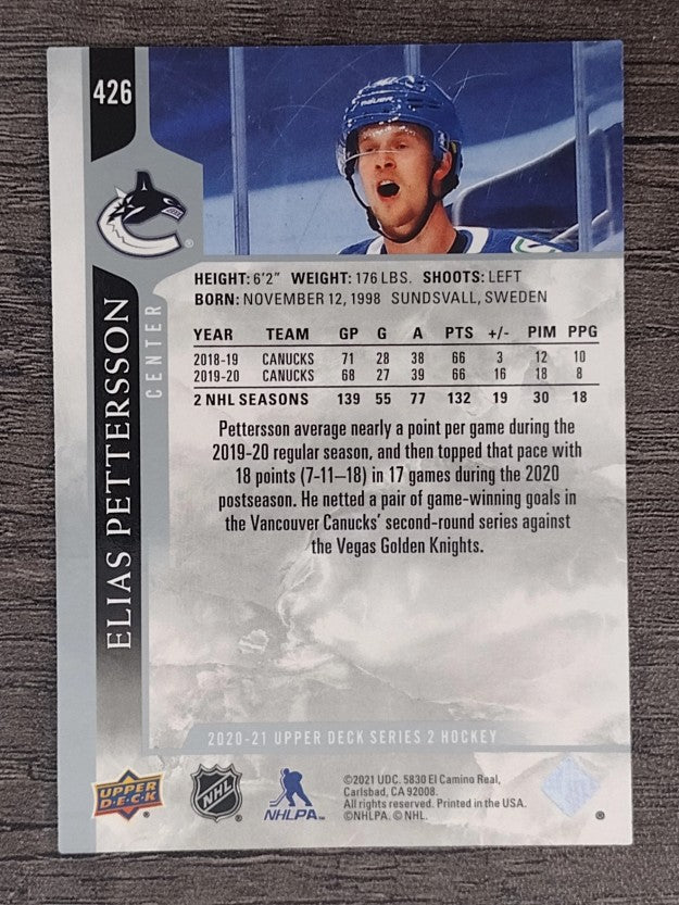 2020-21 Upper Deck #426 Elias Pettersson