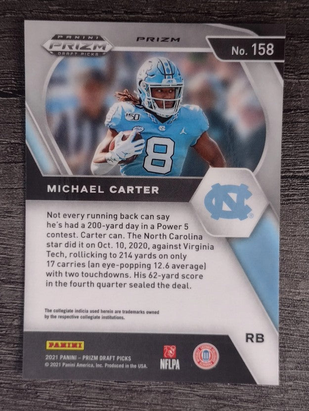 2021 Panini Prizm Draft Picks Prizms Red White and Blue #158 Michael Carter