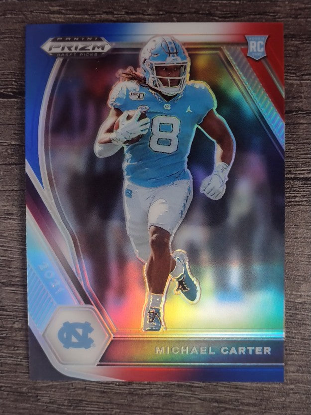 2021 Panini Prizm Draft Picks Prizms Red White and Blue #158 Michael Carter