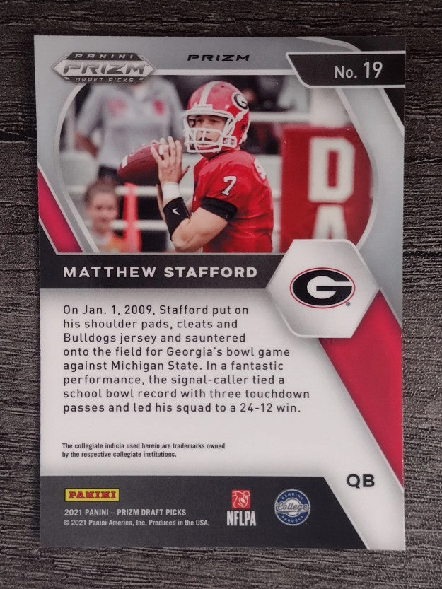 2021 Panini Prizm Draft Picks Prizms Red White and Blue #19 Matthew Stafford