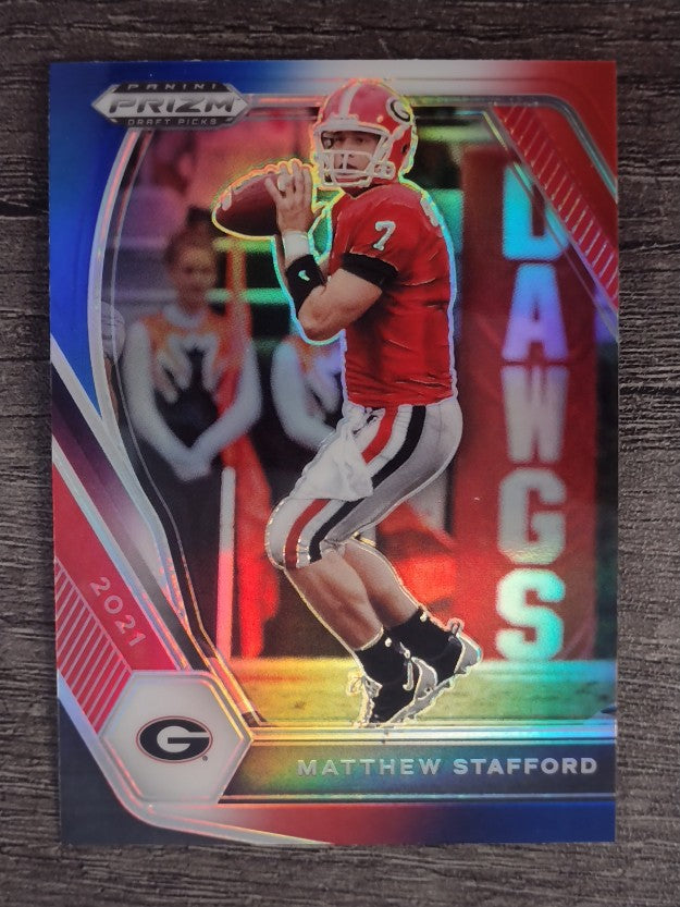 2021 Panini Prizm Draft Picks Prizms Red White and Blue #19 Matthew Stafford