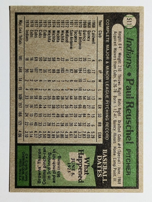 1979 Topps #511 Paul Reuschel DP (VG)