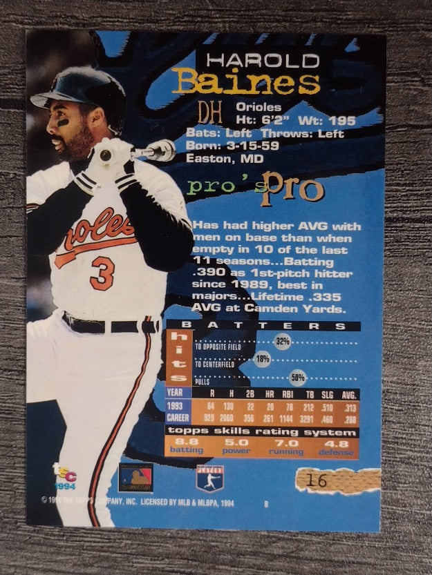 1994 Stadium Club #16 Harold Baines
