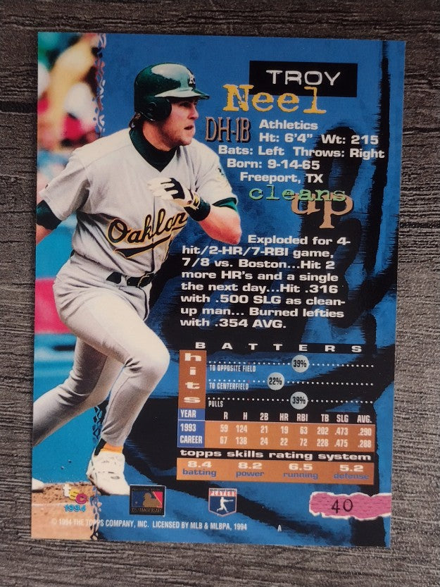 1994 Stadium Club #40 Troy Neel