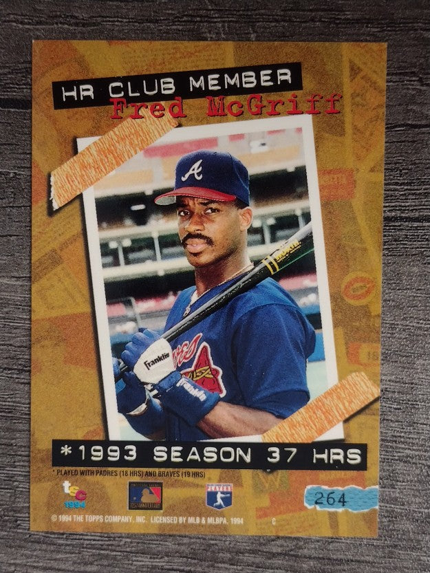 1994 Stadium Club #264 Fred McGriff HR
