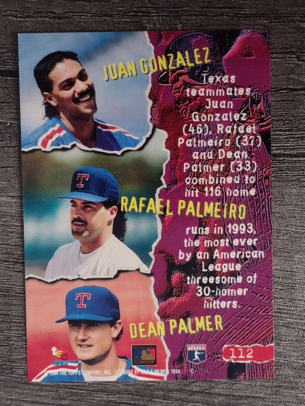 1994 Stadium Club #112 Juan Gonzalez/Rafael Palmeiro/Dean Palmer