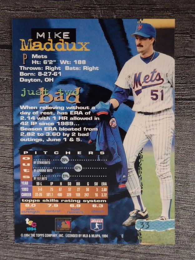 1994 Stadium Club #33 Mike Maddux
