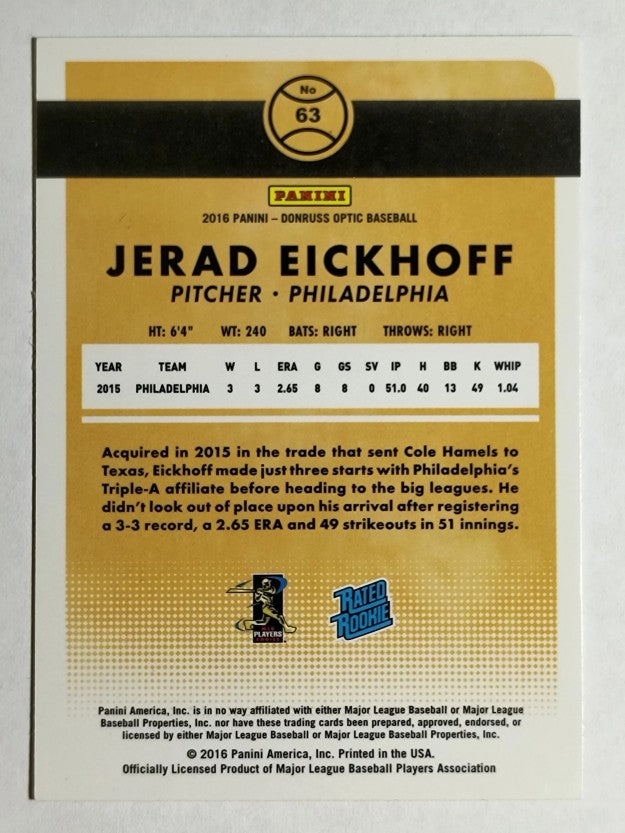 2016 Donruss Optic #63 Jerad Eickhoff RR RC