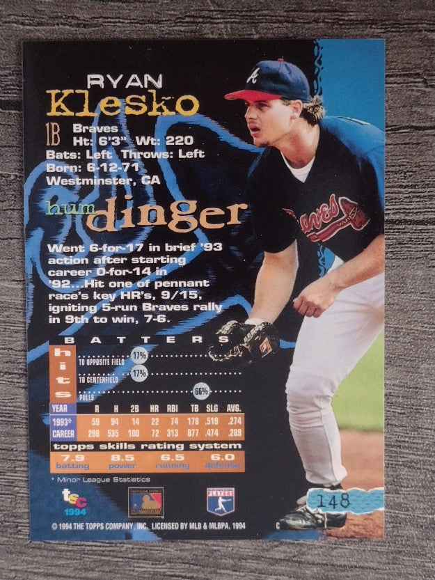 1994 Stadium Club #148 Ryan Klesko