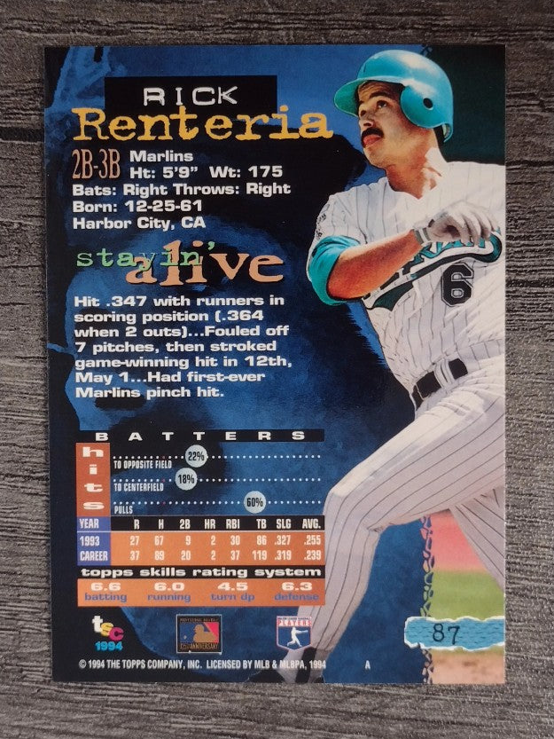 1994 Stadium Club #87 Rick Renteria