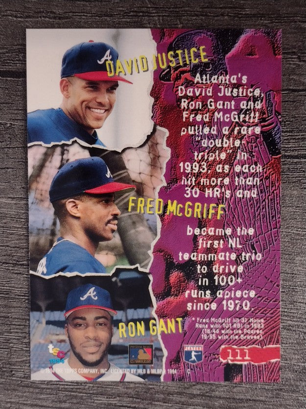 1994 Stadium Club #111 Ron Gant/David Justice/Fre5d McGriff