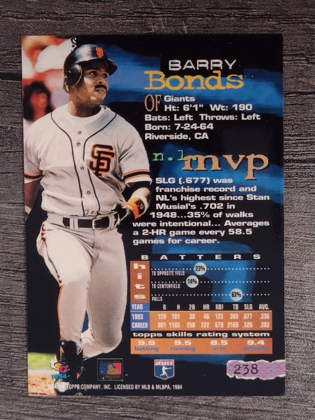 1994 Stadium Club #238 Barry Bonds