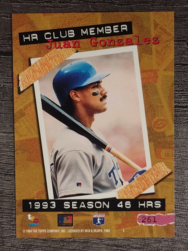 1994 Stadium Club Golden Rainbow #261 Juan Gonzalez HR