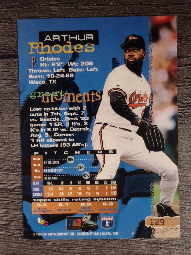 1994 Stadium Club Golden Rainbow #129 Arthur Rhodes