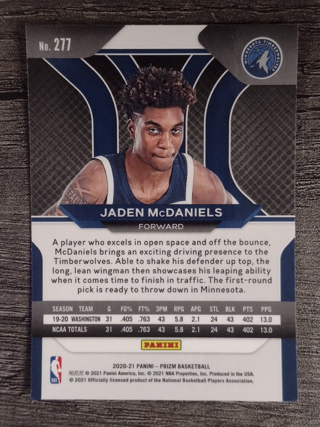 2020-21 Panini Prizm #277 Jaden McDaniels RC