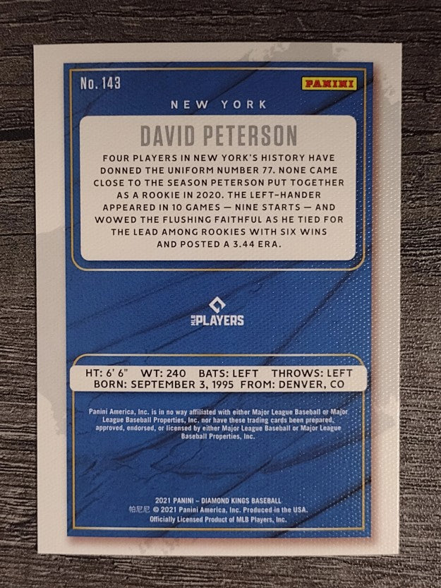2021 Diamond Kings #143 David Peterson SP RC