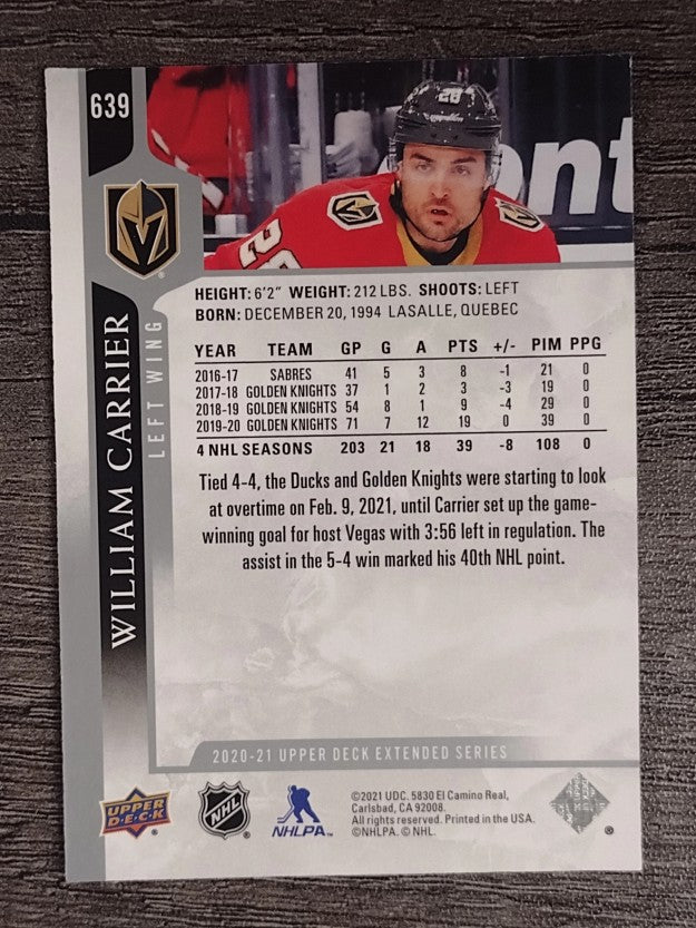 2020-21 Upper Deck #639 William Carrier