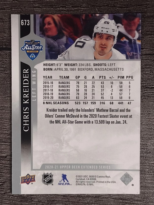 2020-21 Upper Deck #673 Chris Kreider AS
