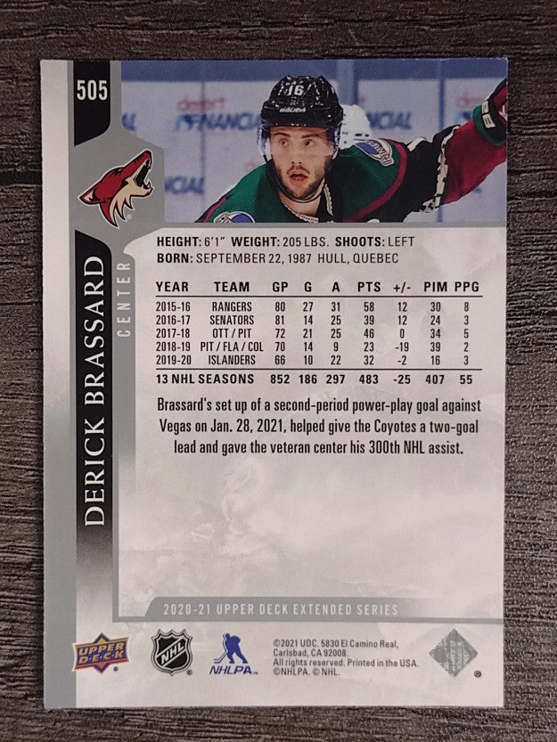 2020-21 Upper Deck #505 Derick Brassard