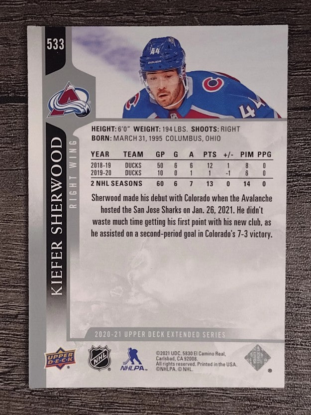 2020-21 Upper Deck #533 Kiefer Sherwood