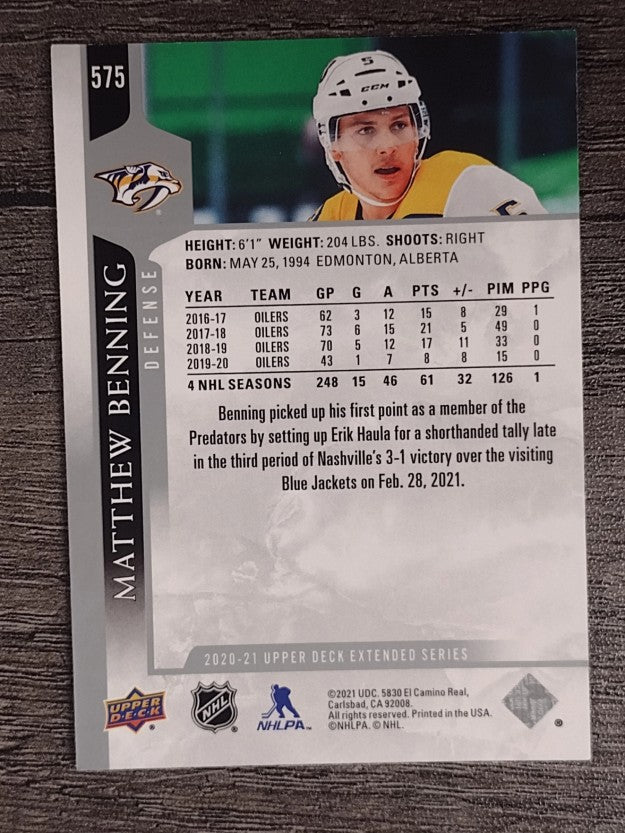 2020-21 Upper Deck #575 Matthew Benning