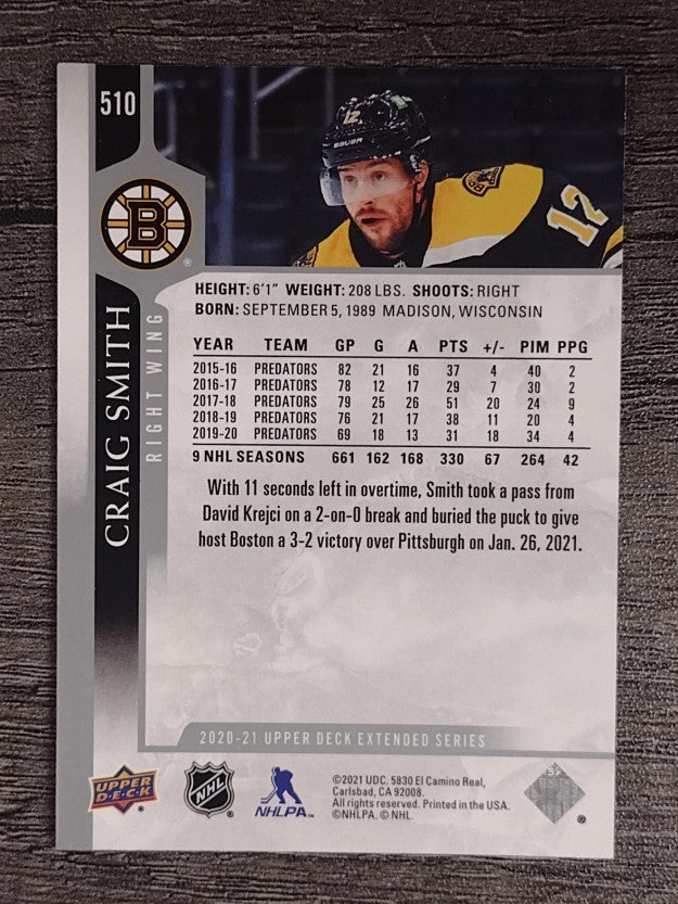 2020-21 Upper Deck #510 Craig Smith