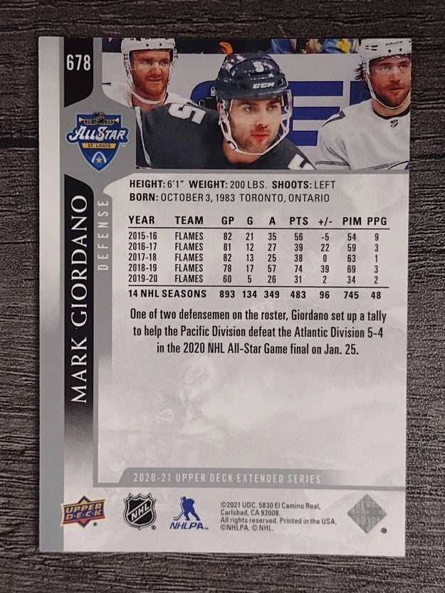 2020-21 Upper Deck #678 Mark Giordano AS