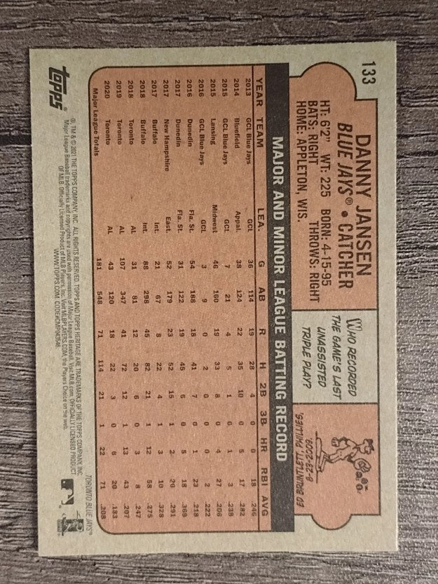 2021 Topps Heritage #133 Danny Jansen